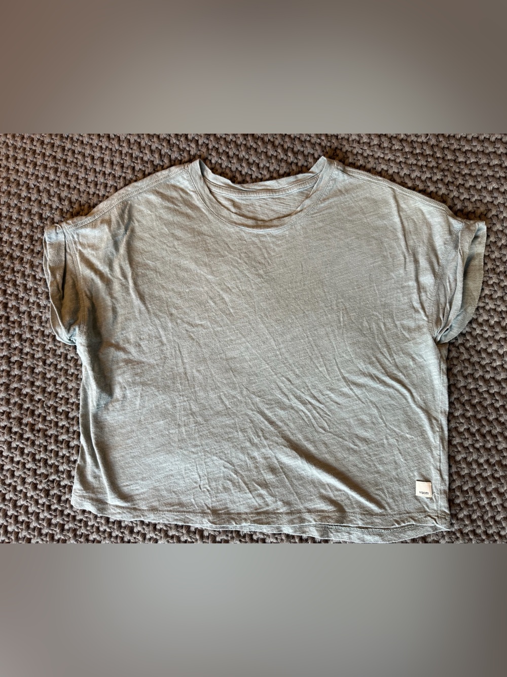 Vuori Light Sage Boxy Tee with Rolled Sleeves. Size S